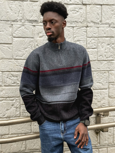 Pull Ligné Sylvan - Bleu/Noir