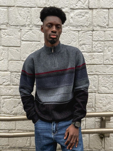 Pull Ligné Sylvan - Bleu/Noir