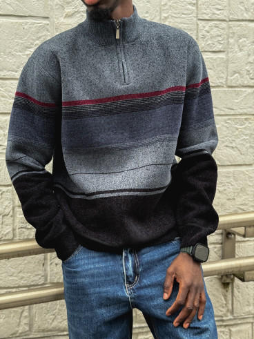 Pull Ligné Sylvan - Bleu/Noir