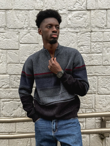 Pull Ligné Sylvan - Bleu/Noir