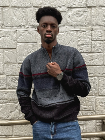 Pull Ligné Sylvan - Bleu/Noir