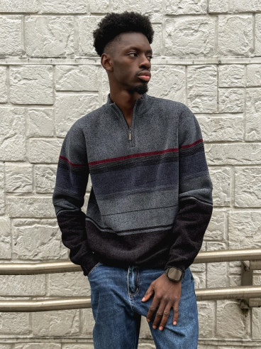 Pull Ligné Sylvan - Bleu/Noir