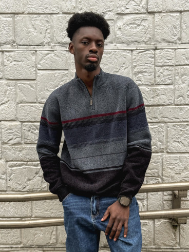 Pull Ligné Sylvan - Bleu/Noir