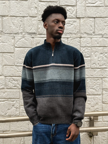 Pull Ligné Sylvan - Bleu/Gris