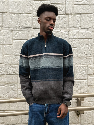 Pull Ligné Sylvan - Bleu/Gris
