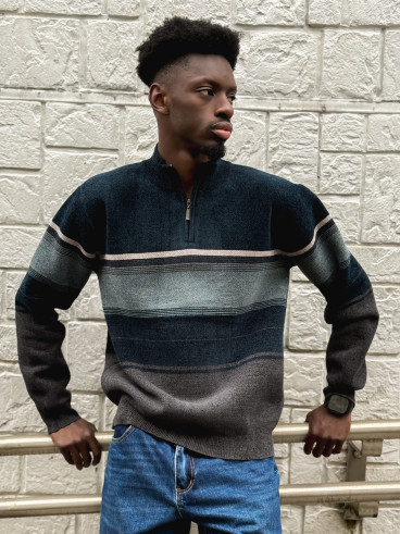 Pull Ligné Sylvan - Bleu/Gris