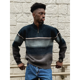Pull Ligné Sylvan - Bleu/Gris