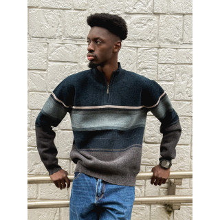 Pull Ligné Sylvan - Bleu/Gris