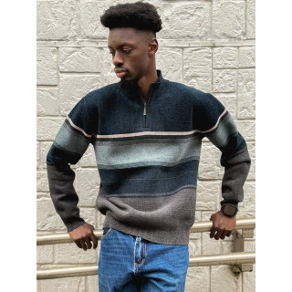 Pull Ligné Sylvan - Bleu/Gris