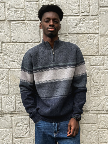 Pull Ligné Sylvan - Bleu/Gris