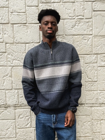 Pull Ligné Sylvan - Bleu/Gris