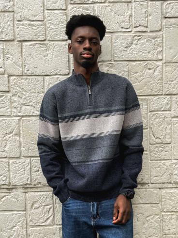 Pull Ligné Sylvan - Bleu/Gris