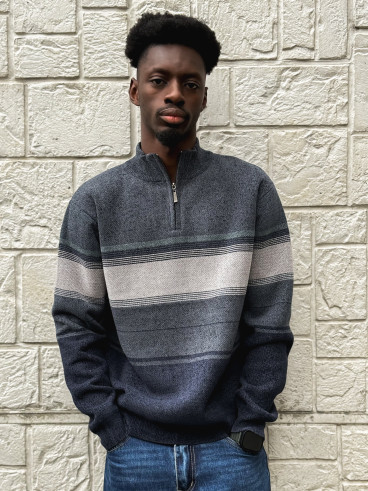 Pull Ligné Sylvan - Bleu/Gris