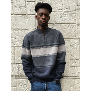 Pull Ligné Sylvan - Bleu/Gris