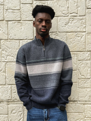 Pull Ligné Sylvan - Bleu/Gris