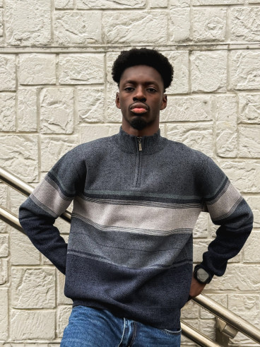 Pull Ligné Sylvan - Bleu/Gris