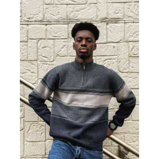 Pull Ligné Sylvan - Bleu/Gris