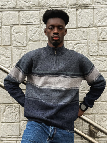 Pull Ligné Sylvan - Bleu/Gris
