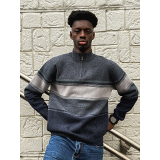 Pull Ligné Sylvan - Bleu/Gris