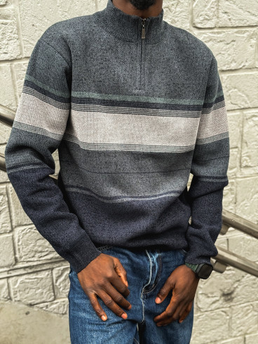 Pull Ligné Sylvan - Bleu/Gris