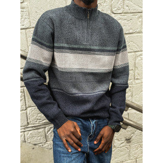 Pull Ligné Sylvan - Bleu/Gris