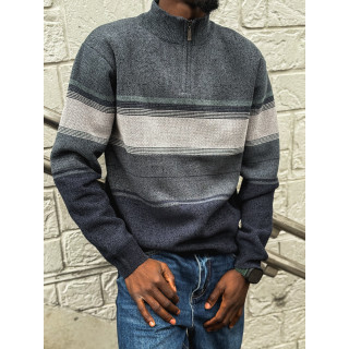 Pull Ligné Sylvan - Bleu/Gris