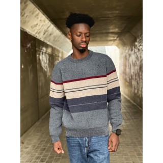 Pull Ligné Ezequiel - Bleu/Taupe