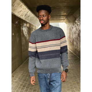 Pull Ligné Ezequiel - Bleu/Taupe
