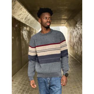 Pull Ligné Ezequiel - Bleu/Taupe
