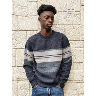 Pull Ligné Ezequiel - Bleu marine/Gris