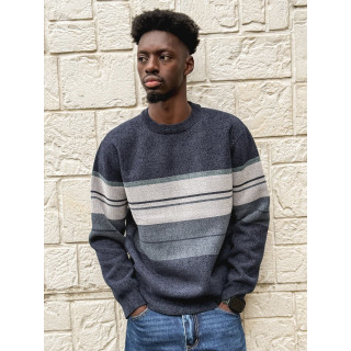 Pull Ligné Ezequiel - Bleu marine/Gris