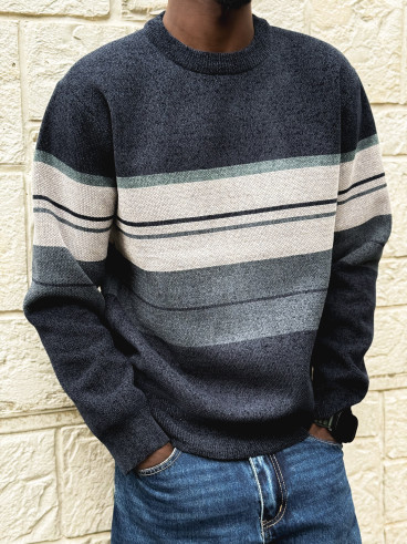 Pull Ligné Ezequiel - Bleu marine/Gris