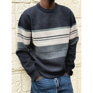 Pull Ligné Ezequiel - Bleu marine/Gris