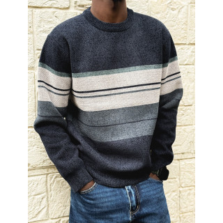 Pull Ligné Ezequiel - Bleu marine/Gris