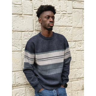 Pull Ligné Ezequiel - Bleu marine/Gris