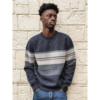 Pull Ligné Ezequiel - Bleu marine/Gris