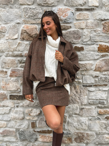 Veste à carreaux Ambéline - Marron