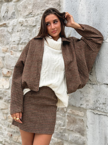 Veste à carreaux Ambéline - Marron