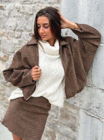 Veste à carreaux Ambéline - Marron