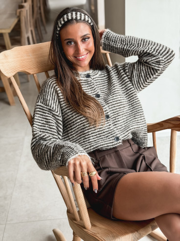 Gilet ligné Cléa - Chocolat/Taupe