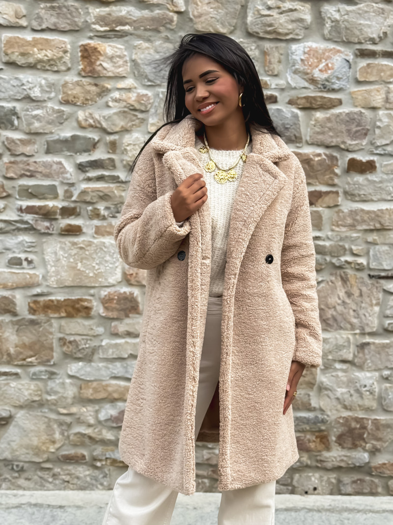 Manteau en teddy Alva - Beige