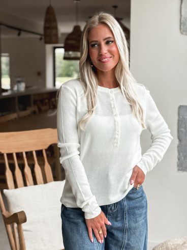 Pull côtelé Joéline - Blanc