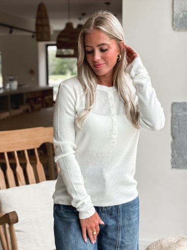 Pull côtelé Joéline - Blanc