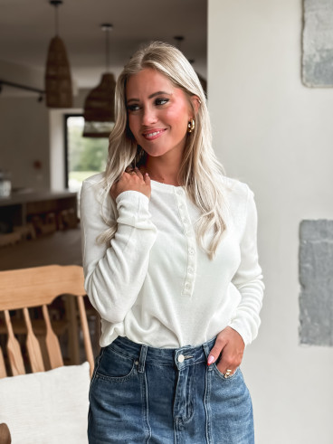 Pull côtelé Joéline - Blanc