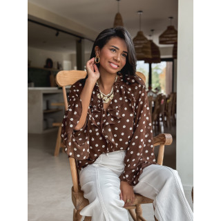 Blouse à pois Herminie - Chocolat