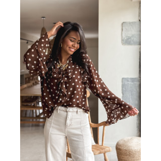 Blouse à pois Herminie - Chocolat