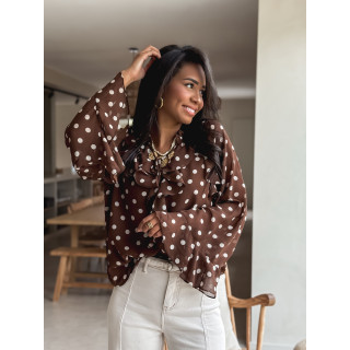 Blouse à pois Herminie - Chocolat