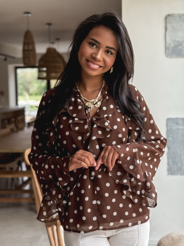 Blouse à pois Herminie - Chocolat