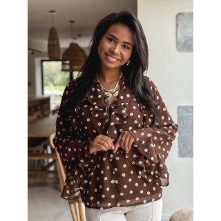 Blouse à pois Herminie - Chocolat