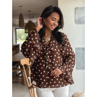 Blouse à pois Herminie - Chocolat